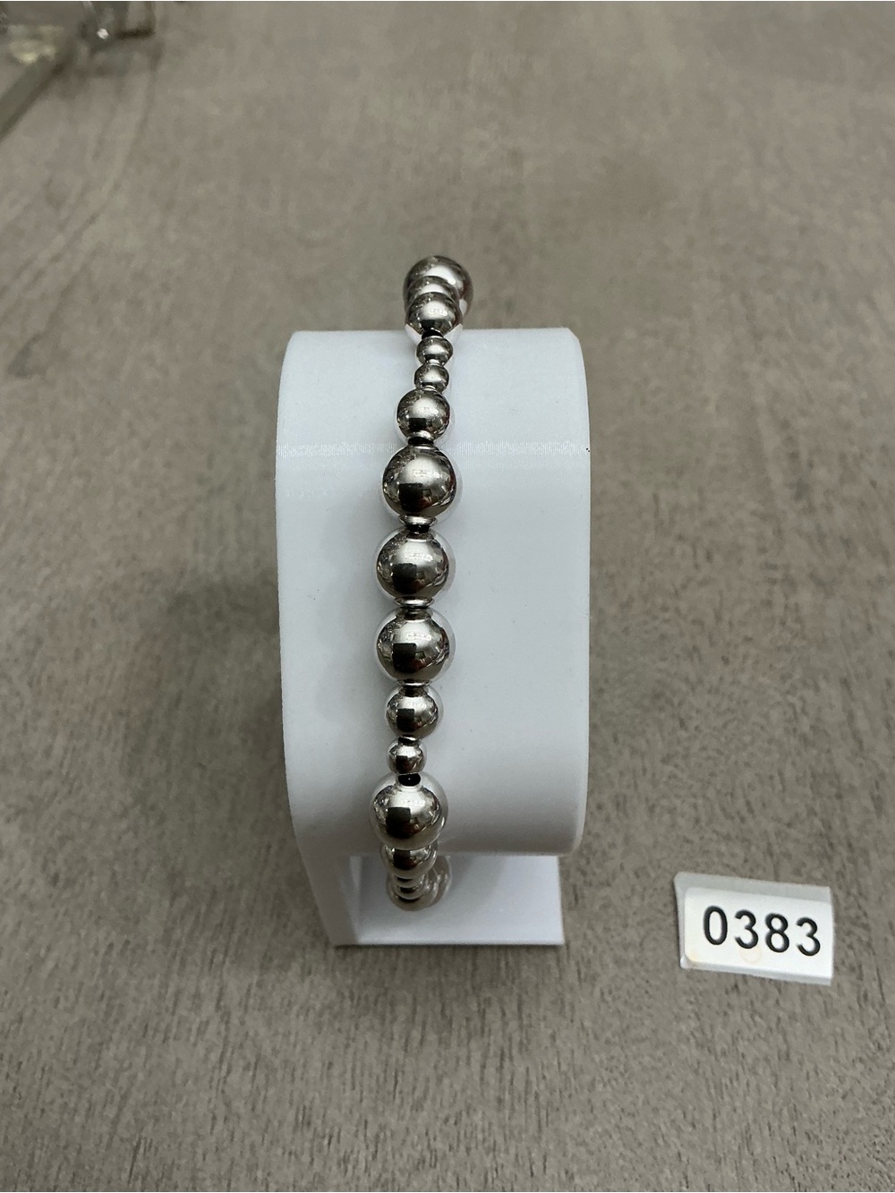 925 Sterling Silver Beaded Ball Bracelet w/ Lobster Clasp Extender, Signed